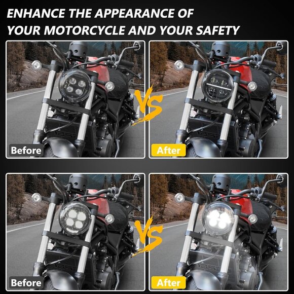 LED Headlight Assembly for Rebel CMX500 17-24 with High Low Beam Daytime Running - Picture 5 of 8